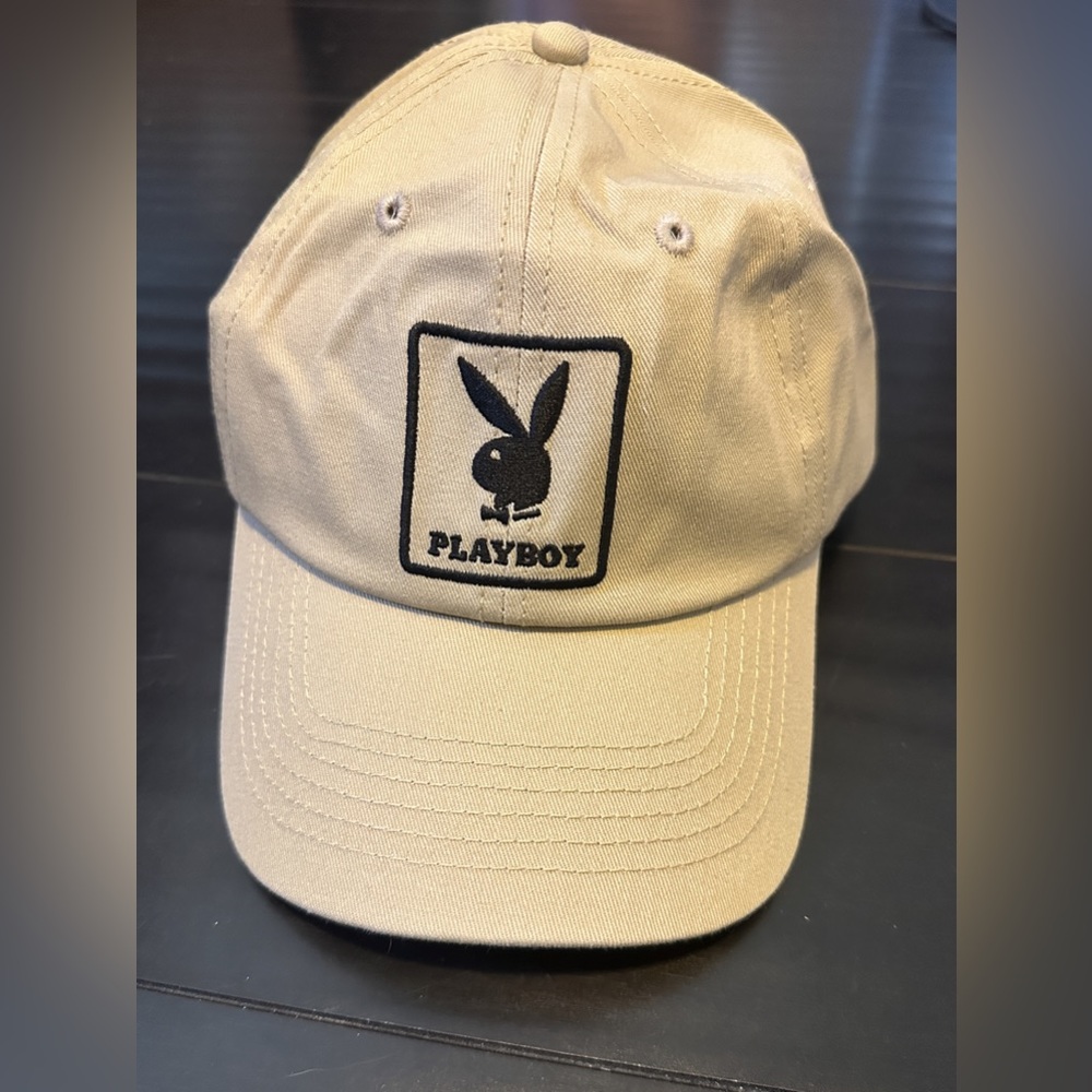 playboy khaki embroidered dad hat ball cap